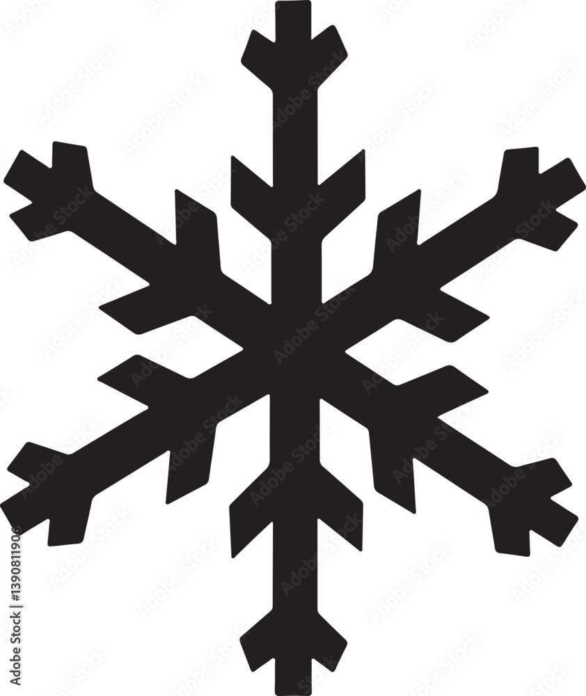 Geometric Snowflake Silhouette Logo – Black & White Vector Design Isolated on White Background Geometric Snowflake Silhouette Logo – Black & White Vector Design Isolated on White Background