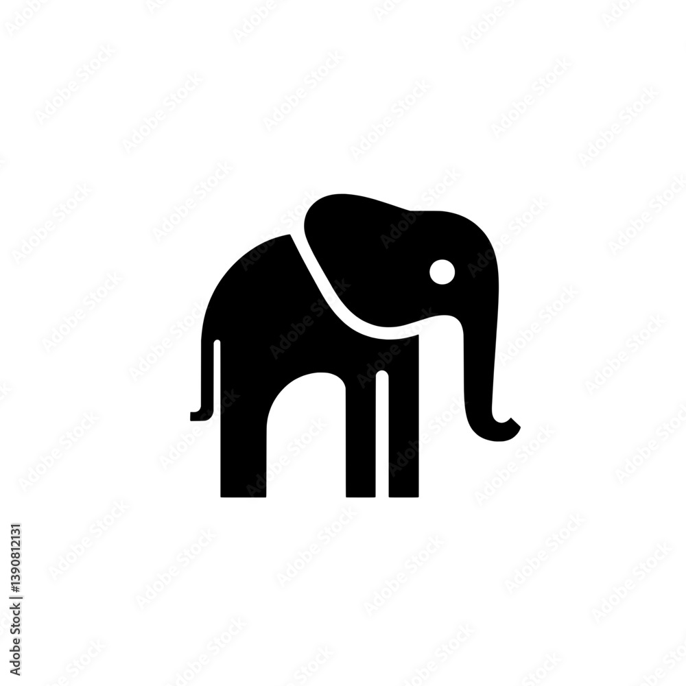 Minimalist black and white elephant logo design featuring negative space and modernist elements for branding and graphics Minimalist black and white elephant logo design featuring negative space and modernist elements for branding and graphics