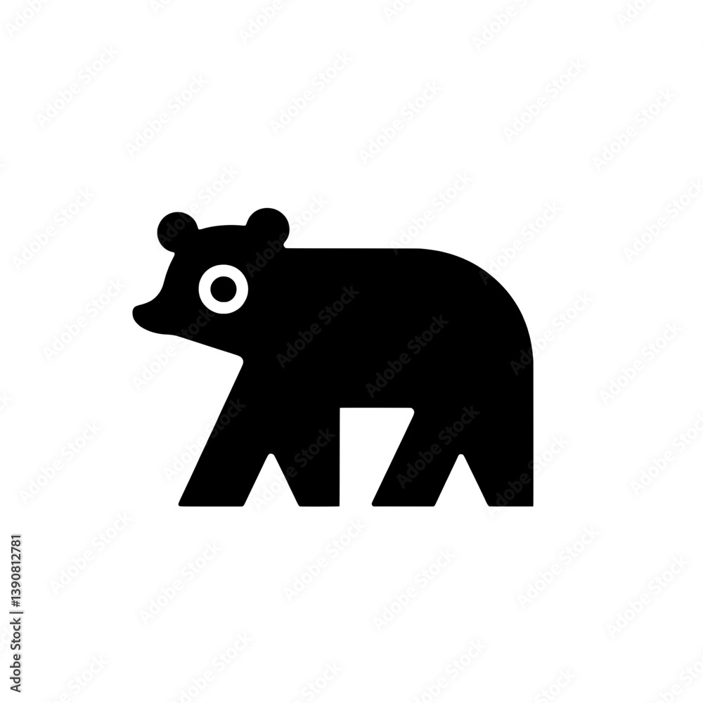 Obraz premium Bear icon designed with minimalist black and white colors showcasing modern vector style