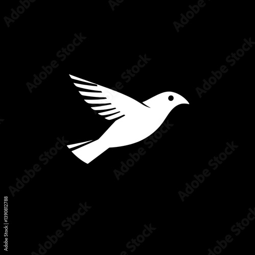 Minimalist bird logo designed using negative space, showcasing a modernist style in vector format
