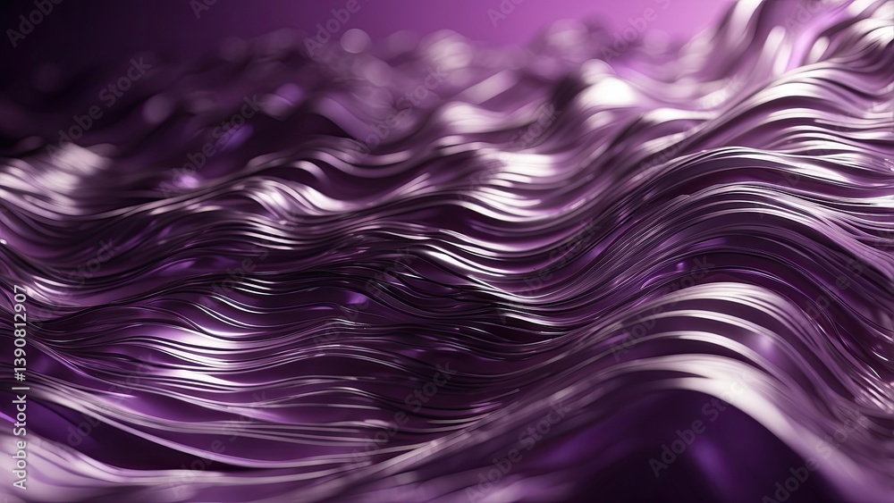 Abstract image with smooth, flowing curves in silver and shades of purple Abstract image with smooth, flowing curves in silver and shades of purple