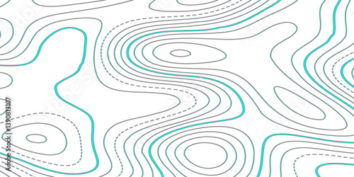  Abstract Topographic Lines and Geographic Curves: A Modern Vector Design with Smooth White Contours Representing Elevation, Terrain, and Flow in a Wave-Like Pattern