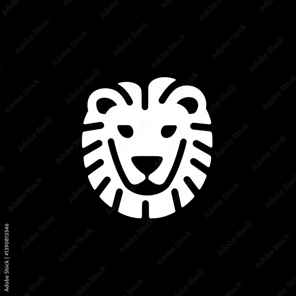 Minimalist black and white lion logo showcasing negative space in a modern design for branding and identity applications Minimalist black and white lion logo showcasing negative space in a modern design for branding and identity applications