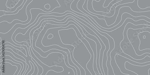 Topographic Line Art in Abstract Form: A Wavy Contour Map Background with Gentle White Curves Representing Geographic Elevation and Minimalist Terrain Flow