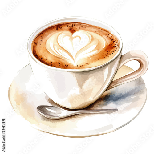 A watercolor painting of Cappuccino, isolated on a white background. Cappuccino vector

