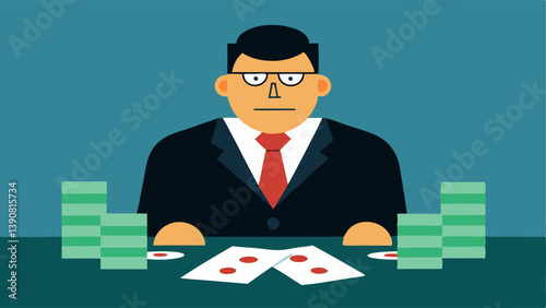 Poker Face The boss at a poker table with money spread out keeping a stern gaze as they count winnings reflecting a highstakes environment.