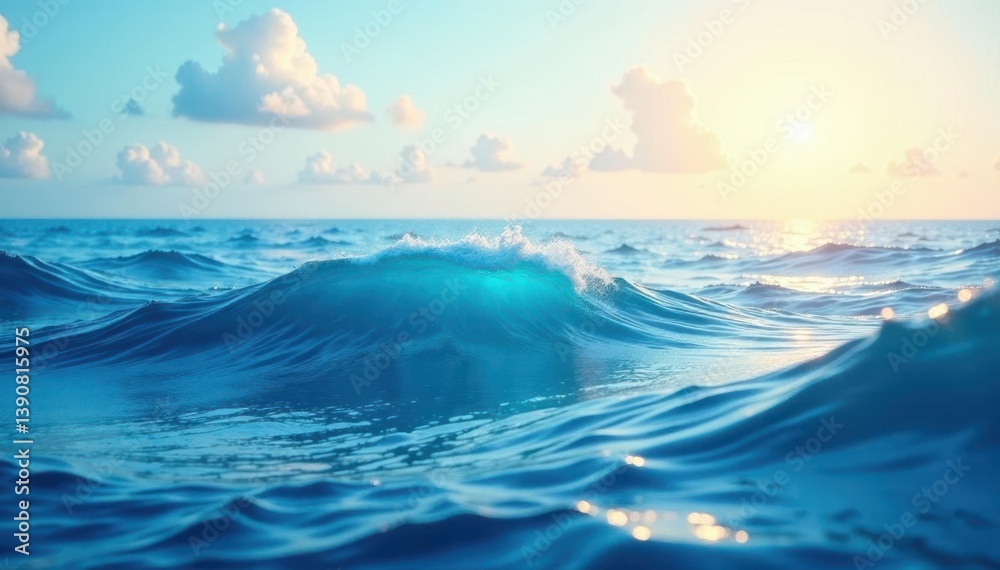 Fototapeta premium Subtle undulating crests, calming sea-inspired design, pattern, sea