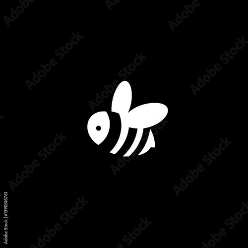Minimalist black and white bee icon showcasing modern design with elegant use of negative space