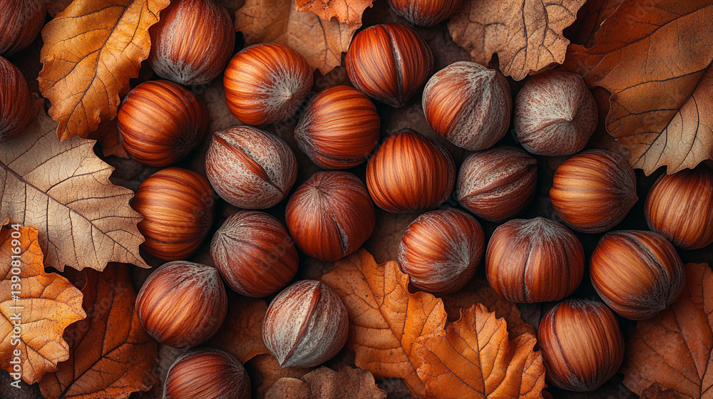 A seamless pattern of hazelnuts fills the frame, creating a textured and natural background that symbolizes warmth, earthiness, and simplicity in modern design.
A seamless pattern of hazelnuts fills the frame, creating a textured and natural background that symbolizes warmth, earthiness, and simplicity in modern design.
