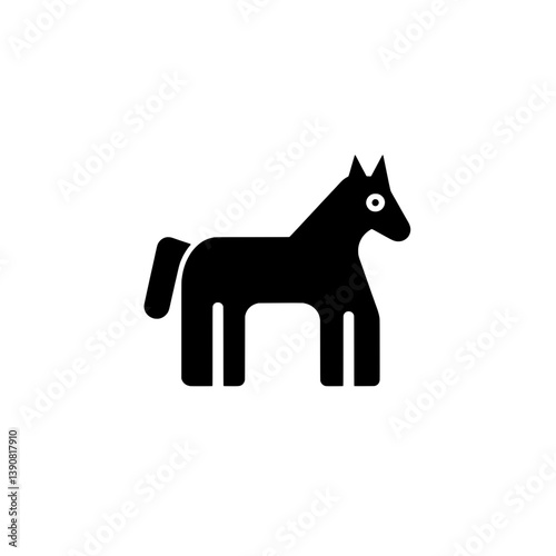 Minimalist black and white vector logo design featuring a stylized horse in simplified geometric shapes