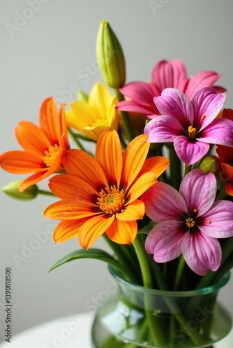 Summer bouquet featuring colorful Alstroemeria flowers for vibrant and cheerful floral arrangements,  garden,  colorful
