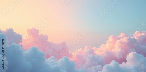Soft clouds in a pastel orange to blue gradient background,  ethereal,  serene