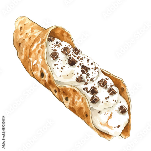 A watercolor painting of Cannoli, isolated on a white background. Cannoli vector

