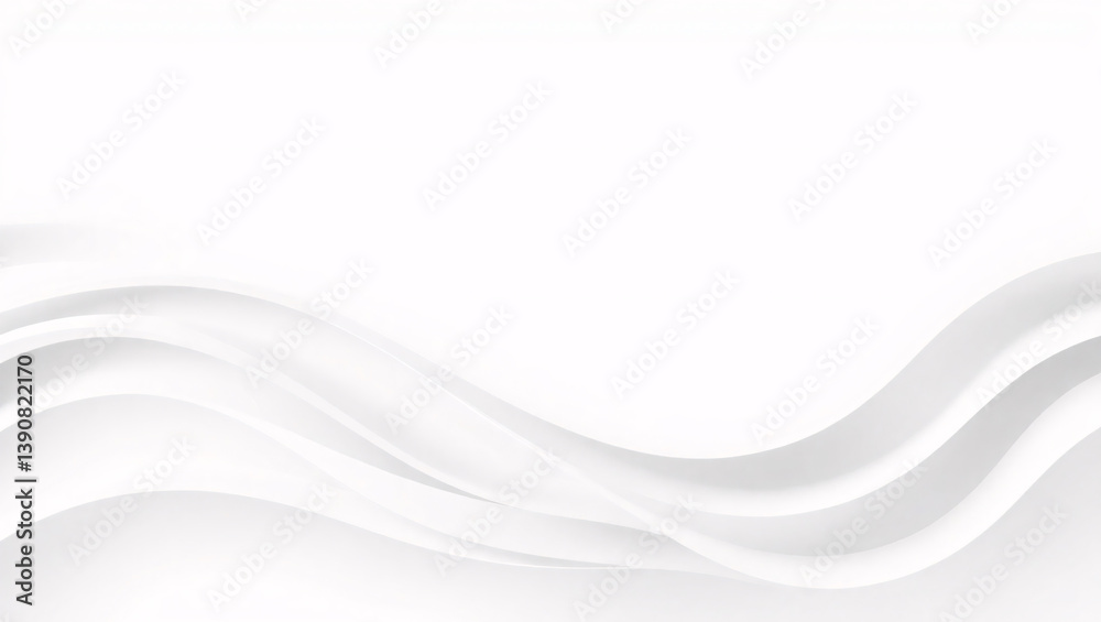 Obraz premium Abstract White Wavy Lines Background - Minimalist Design, Modern Art, Fluid Shapes, Clean Aesthetic