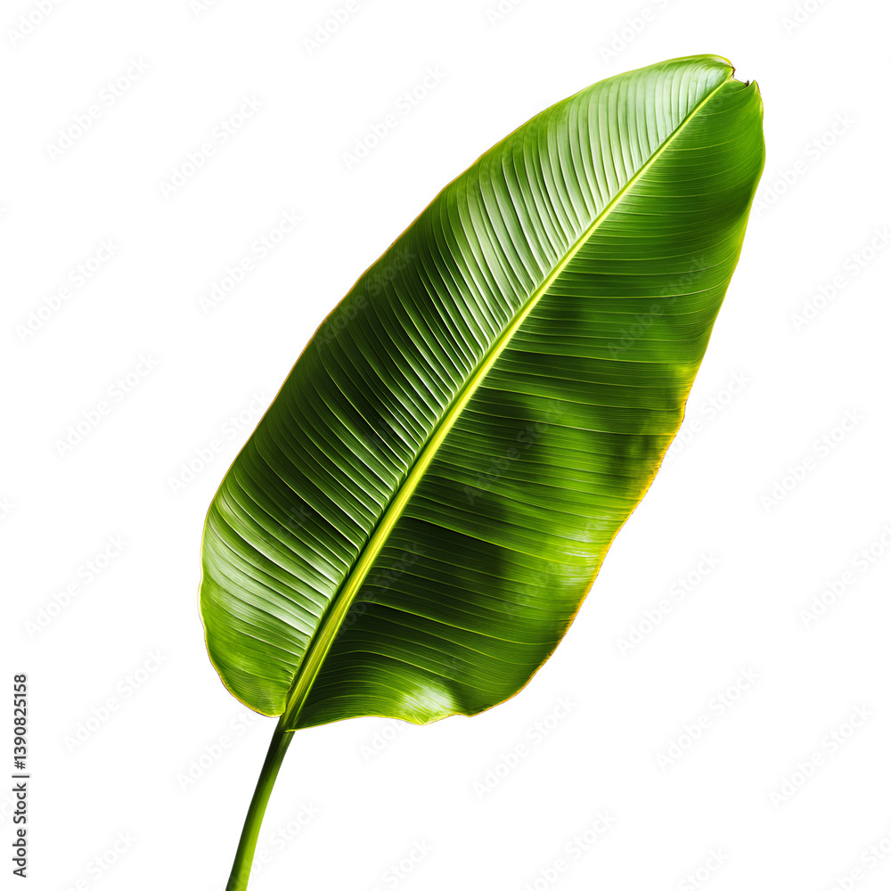 Fototapeta premium Vibrant green banana leaf with glossy texture for a minimalist botanical photography composition