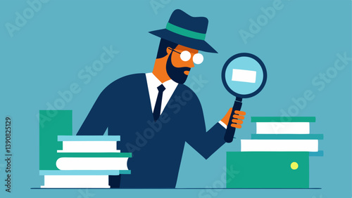 Magnifying Glass on Documents An investigator holds a magnifying glass over a stack of financial documents emphasizing the scrutiny of suious transactions.