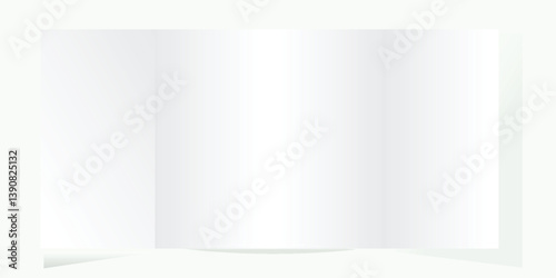 Vector white blank vertical double gate fold opened on white background. Trifold, leaflet, brochure, booklet, flyer or invitation card mockup. Mock up front side isolated.
