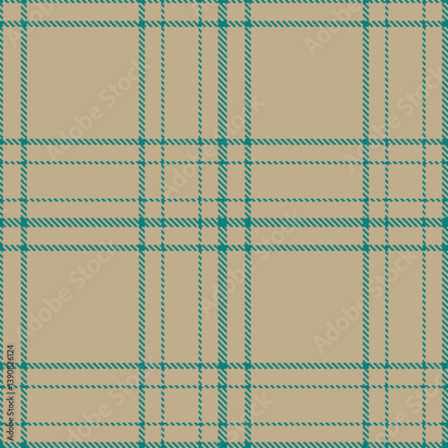 Muted bluegreen Seamless Tartan with Vivid putty accents Fabric Design