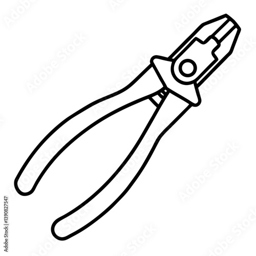 Gripe piece pliers vector line art on white baclground