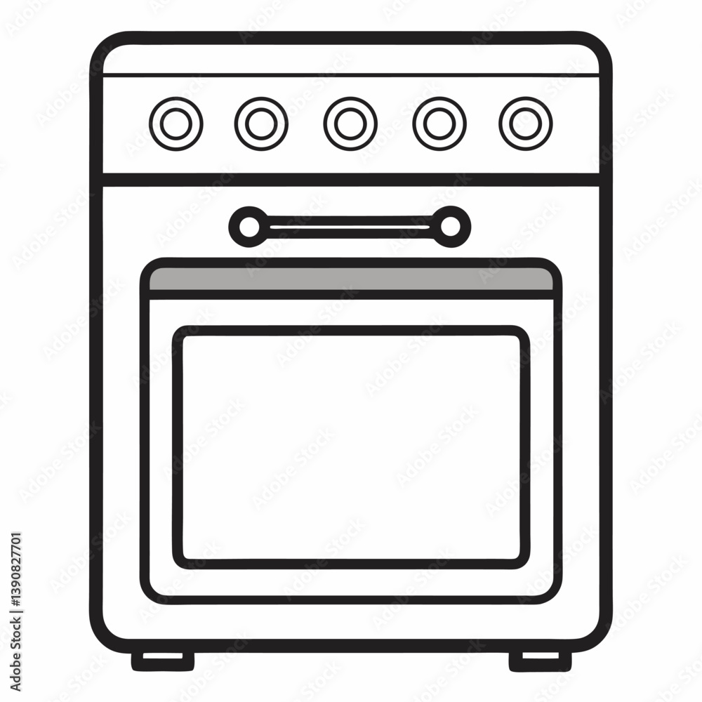 Oven vector line art on white baclground Oven vector line art on white baclground