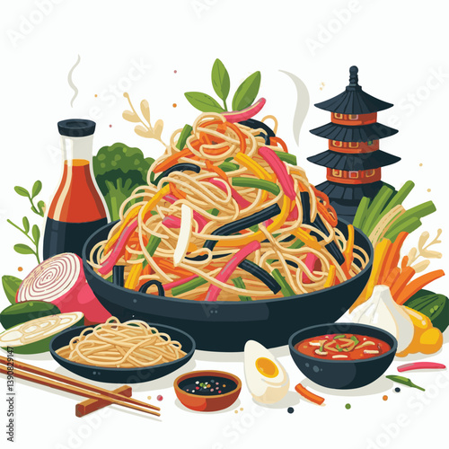 japchae, cuisine, food, asian, healthy, meal, gourmet, plate, background, vegetable, korean, korean food, traditional, sesame oil, soy sauce, green, beef, carrot, korean culture, noodle, onion, sesame