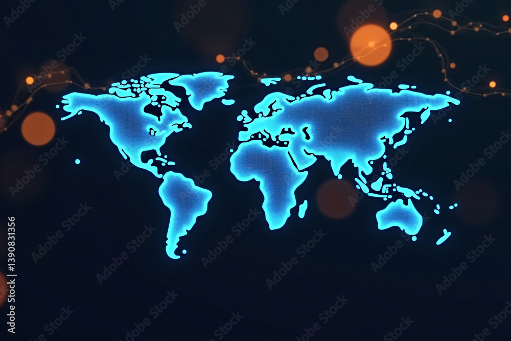 Obraz premium Global Supply Chain Management with Logistics Network and World Map