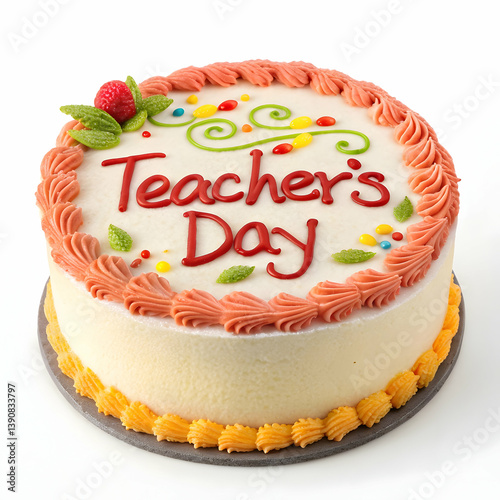 High angle view of cream cake on table