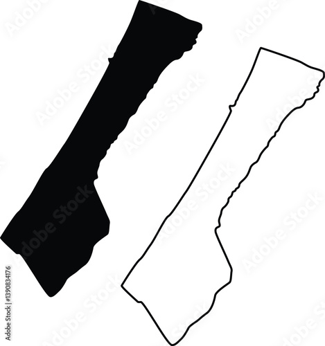 Gaza Strip Map Silhouette Flat and Outline Design