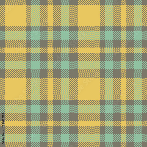Rustic brownish grey Tartan patterns fabric texture. Contemporary Vibrant light mustard Seamless Tartan