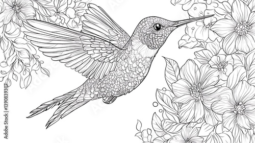 Wallpaper Mural Kids coloring page hummingbird image Torontodigital.ca
