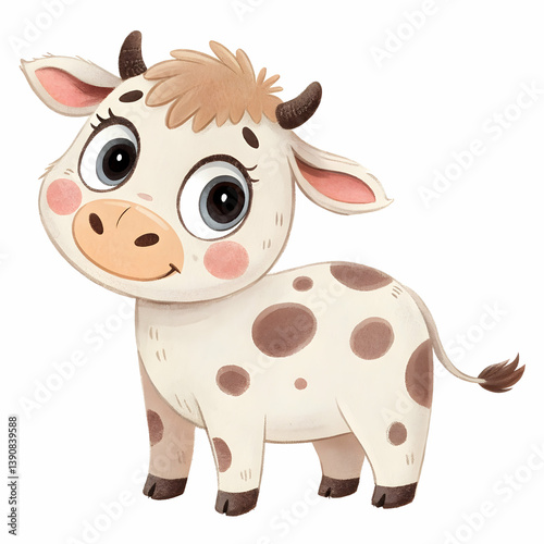 Cheerful Cartoon Cow Standing Happily