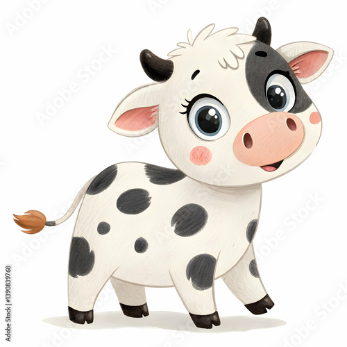 Cheerful Cartoon Cow Standing Happily