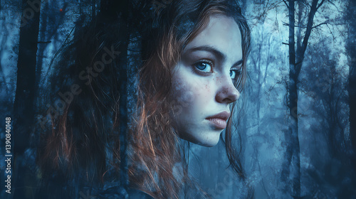 Sudden disappearance of megan's husband in enigmatic woodland reveals sinister truths. concept mystery, suspense, enchanted forest, vanishing act, sinister revelations. Vanishing Truth. Illustration