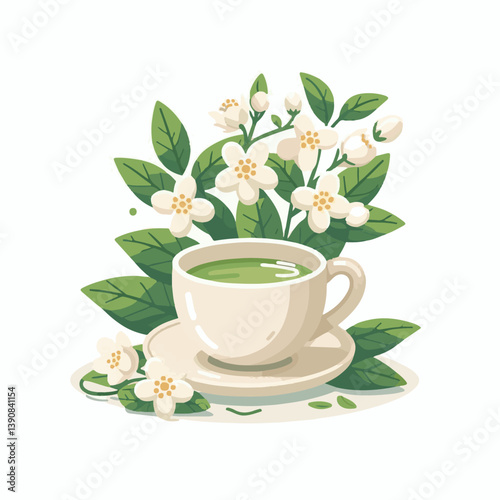 aroma, green, jasmine, background, flower, herbal, tea, plant, drink, natural, organic, cup, healthy, beverage, fresh, white, blossom, floral, nature, blooming, bloom, hot, spring, breakfast, closeup,