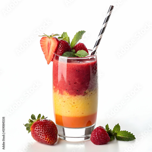 Frozen strawberry daiquiri cocktail Isolated