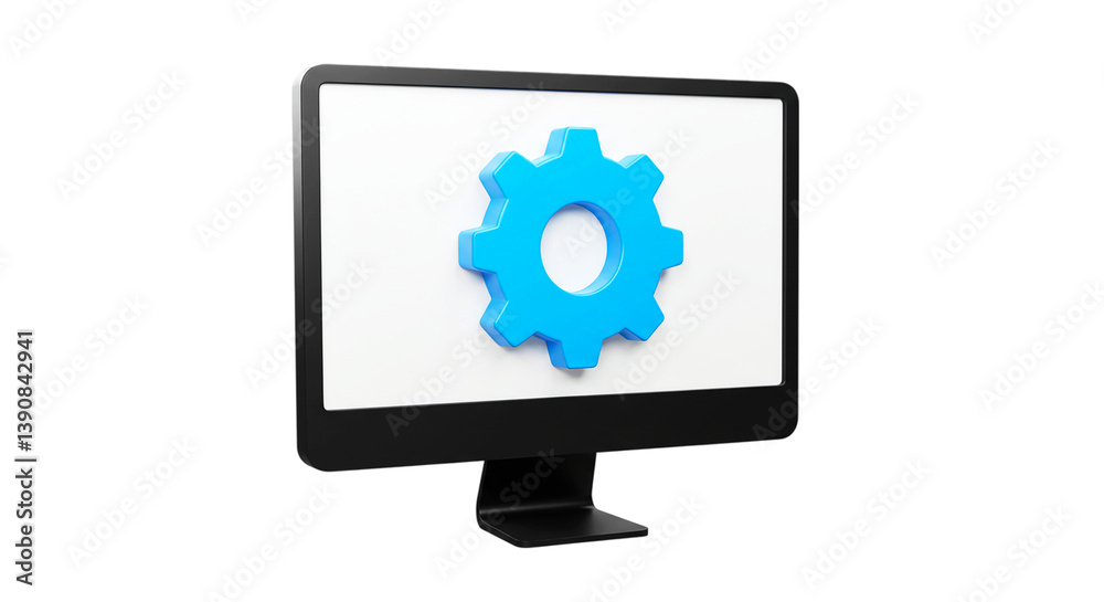 Computer settings configuration setup gear wheel tech support system maintenance optimization process 3d render Computer settings configuration setup gear wheel tech support system maintenance optimization process 3d render