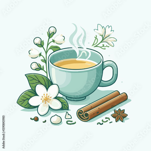 aroma, green, jasmine, background, flower, herbal, tea, plant, drink, natural, organic, cup, healthy, beverage, fresh, white, blossom, floral, nature, blooming, bloom, hot, spring, breakfast, closeup,