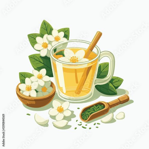 aroma, green, jasmine, background, flower, herbal, tea, plant, drink, natural, organic, cup, healthy, beverage, fresh, white, blossom, floral, nature, blooming, bloom, hot, spring, breakfast, closeup,