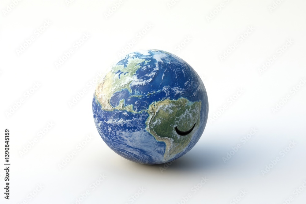Fototapeta premium Earth depicted as an egg with a crescent moon-shaped shadow, symbolizing a celestial event or environmental concern.