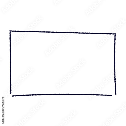 Hand drawn rectangular frame with rough brush strokes, sketchy pencil and marker border, scribbled square box outline. Flat vector illustration isolated on white background.