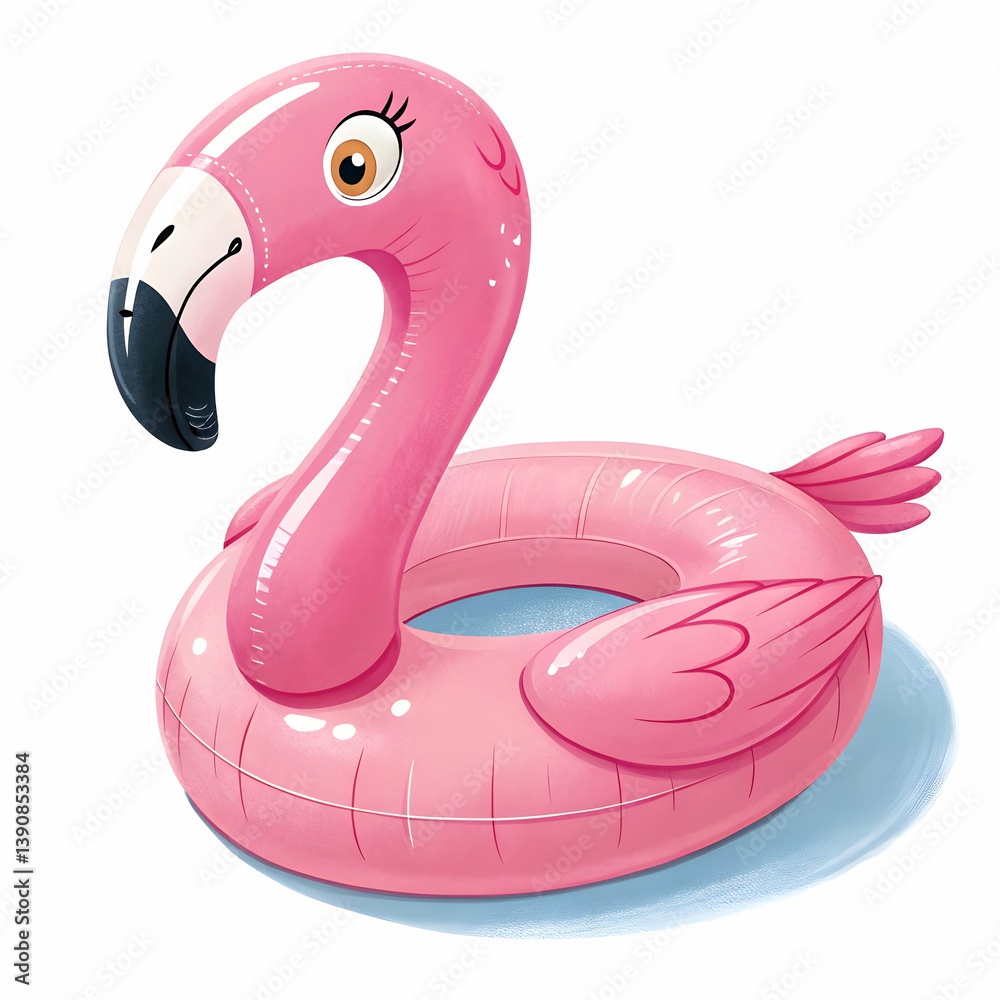 Fototapeta premium Pink flamingo inflatable buoy ring isolated