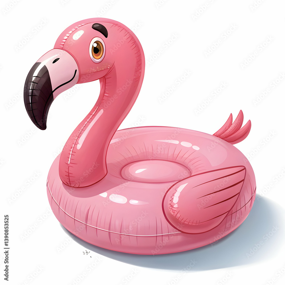 Obraz premium Pink flamingo inflatable buoy ring isolated
