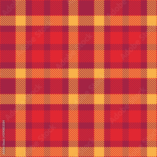 Contemporary Seamless Tartan featuring Rustic cherry and Traditional cranberry Fabric Design