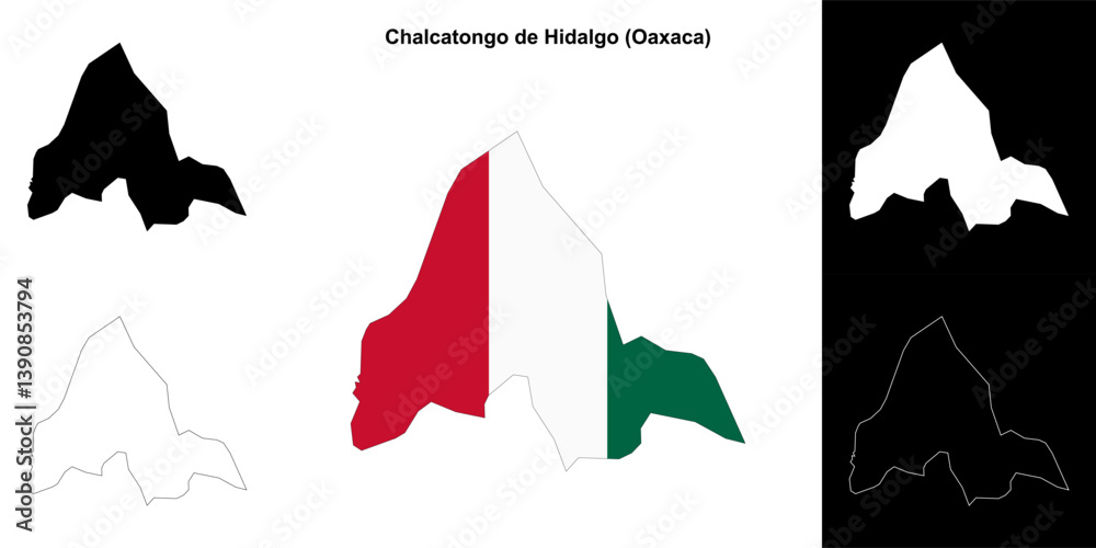 Fototapeta premium Chalcatongo de Hidalgo municipality (Oaxaca) outline map set