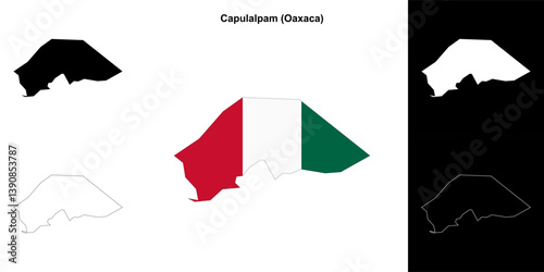 Capulalpam municipality (Oaxaca) outline map set