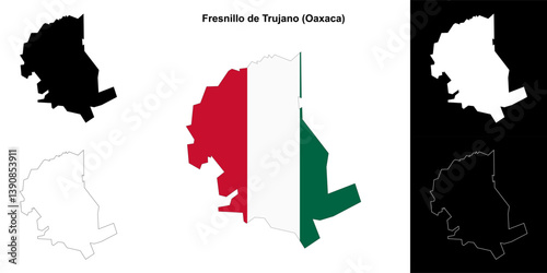 Fresnillo de Trujano municipality (Oaxaca) outline map set