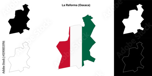 La Reforma municipality (Oaxaca) outline map set