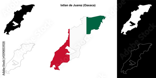 Ixtlan de Juarez municipality (Oaxaca) outline map set