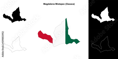 Magdalena Mixtepec municipality (Oaxaca) outline map set