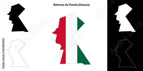 Reforma de Pineda municipality (Oaxaca) outline map set